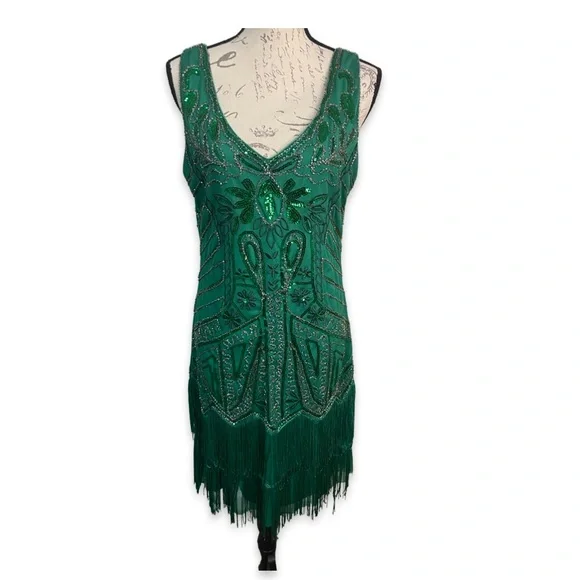 Babeyond 1920s Flapper Green Sequin Dress - XL - NWT - Picture 4 of 5
